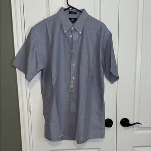 Stafford Men's Blue Striped Button Down Shirt